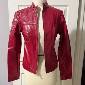 Wrapper Women's Vibrant Red Leather Jacket